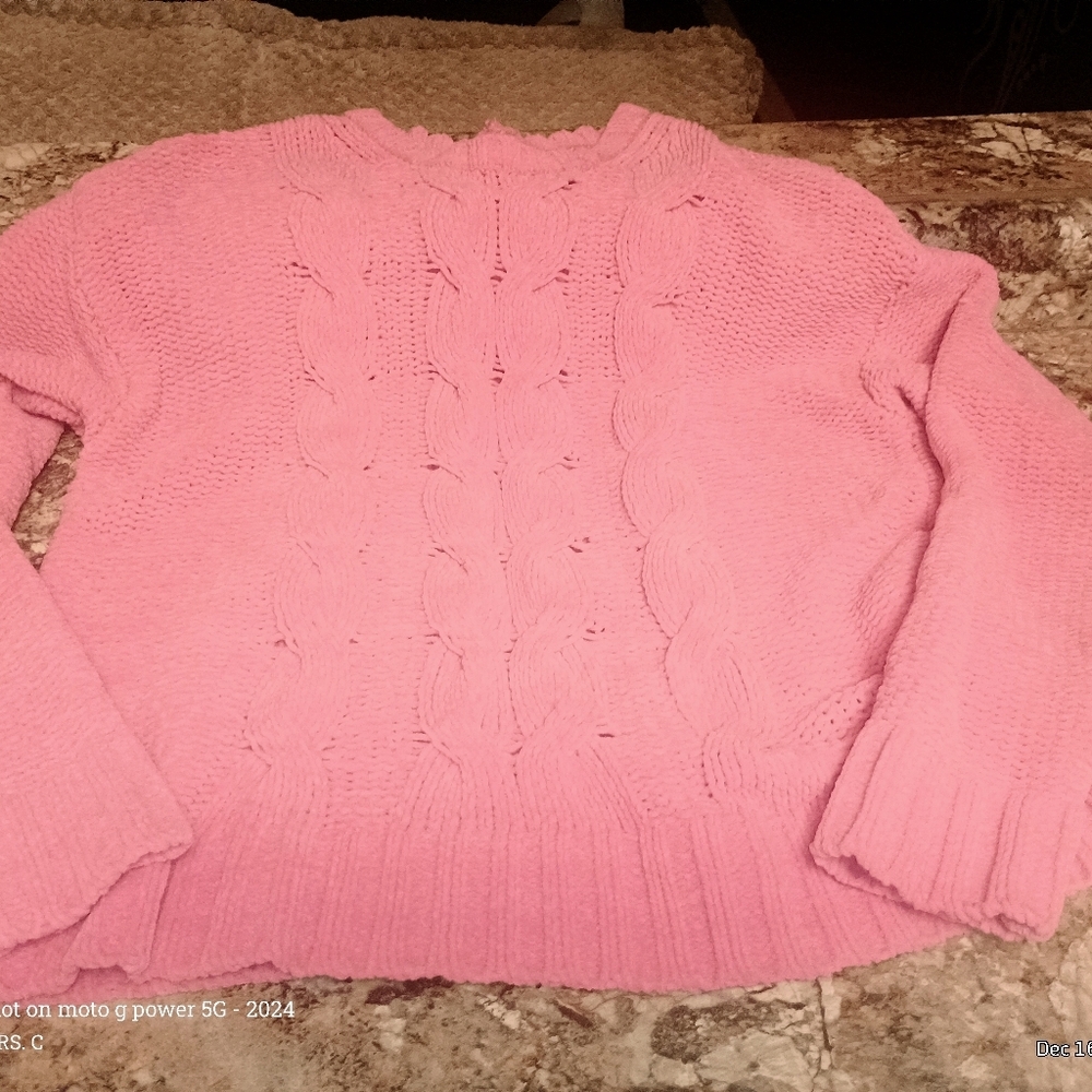American Eagle Outfitters Pink Cable Knit Sweater Girls Size Small